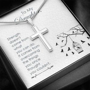 To My Daughter Strength Cross Pendant Necklace